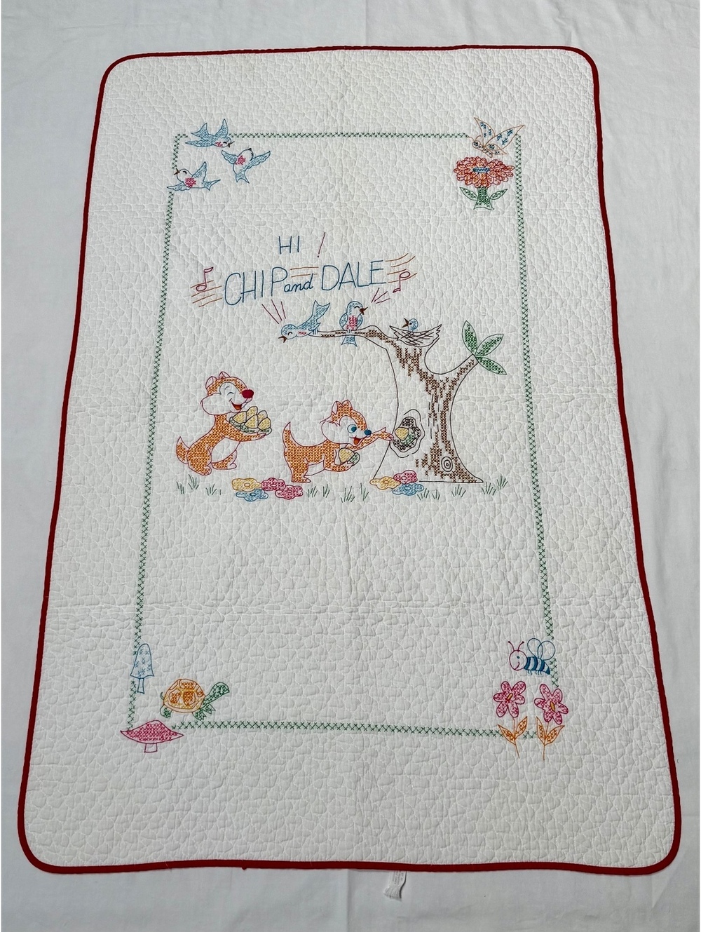 Walt Disney Chip and Dale Paragon Cross-Stitch Baby Quilt